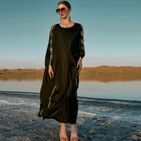 eid mubarak black stain abaya turkey islam muslim kaftan dubai evening dress for women caftan marocain de soiree femme musulmane