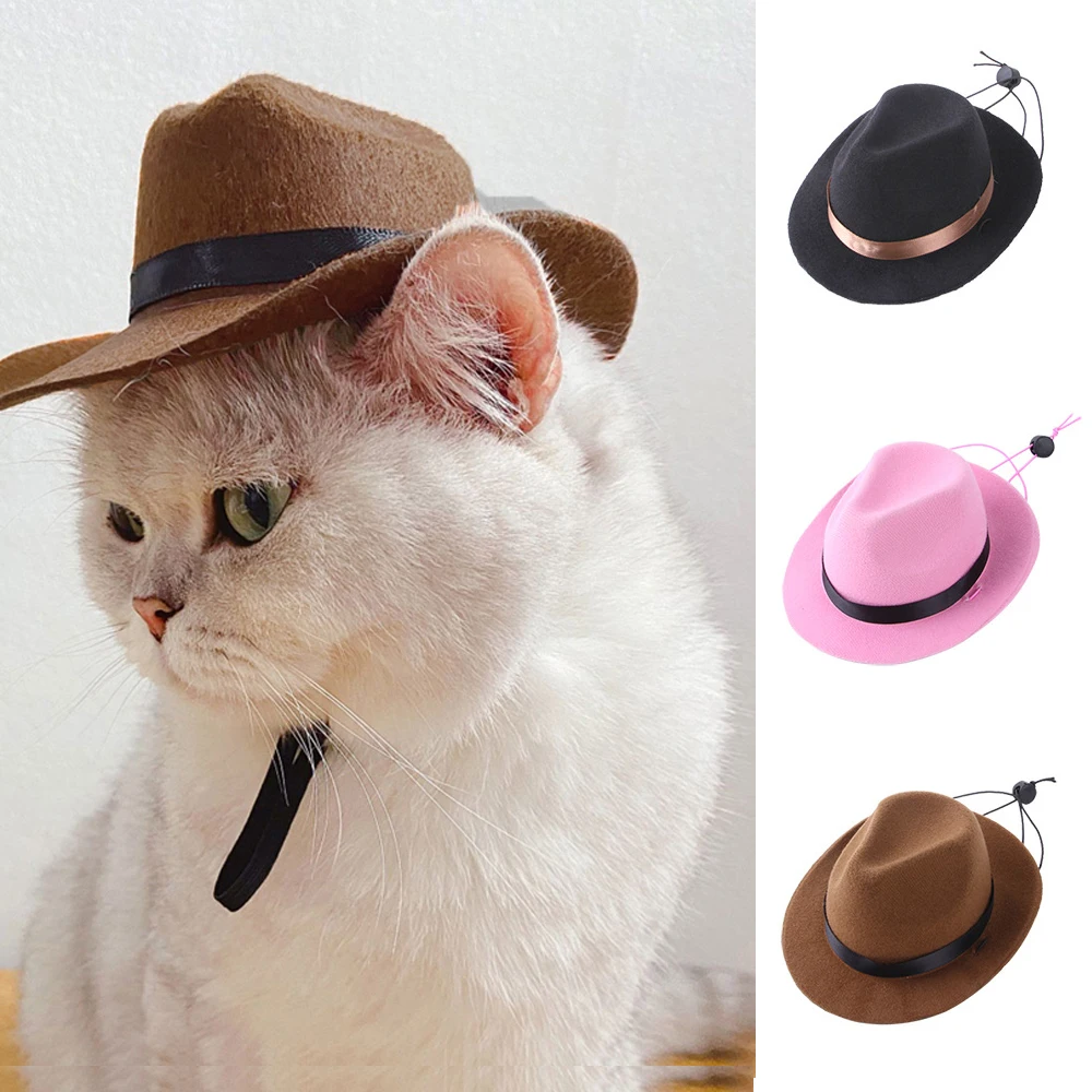 

Cat Hat Villages Cowboy Hat for Pet Headgear Cat Funny Headwear Costume Performance Photo Props Cosplay Accessories