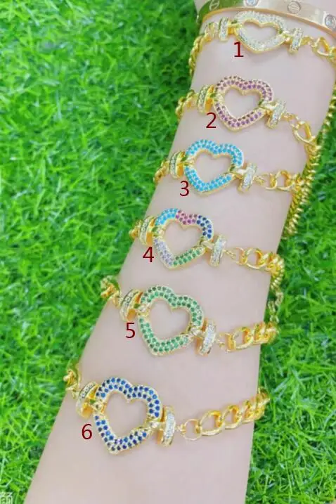 

1 шт., браслет-цепочка с кубинским сердцем из латуни