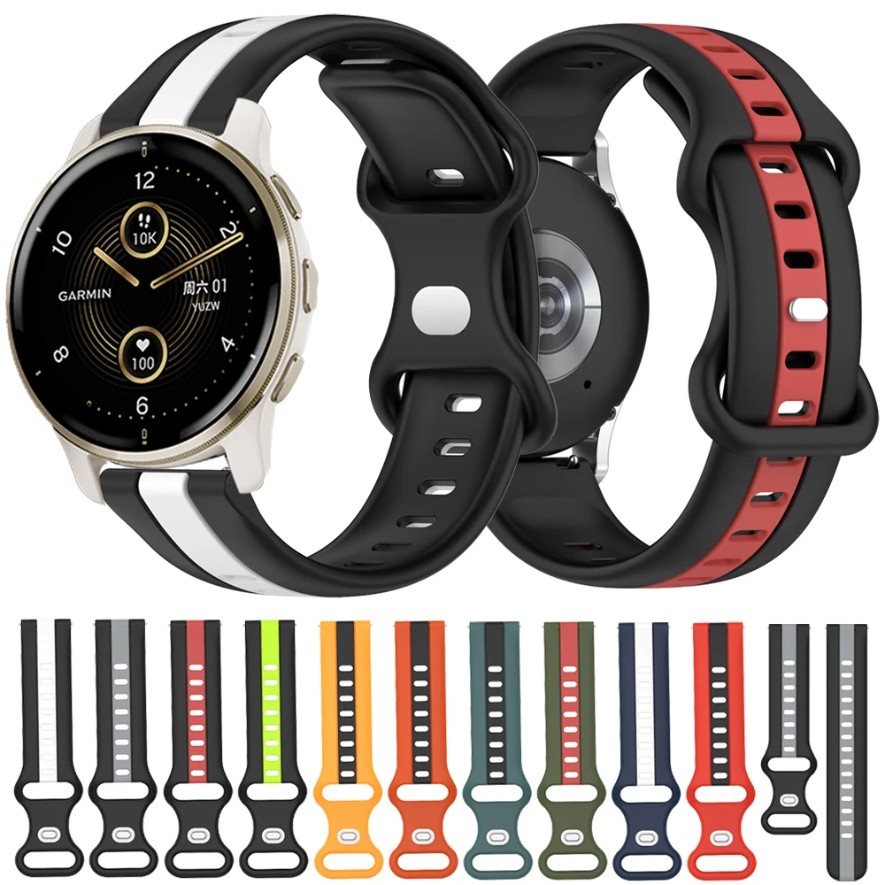 

20/22mm Silicone Strap For Garmin Forerunner 265 255 Music 645/Venu 2 Plus/Vivoactive 4 HR Soft Band Bracelet Fashion Watchband