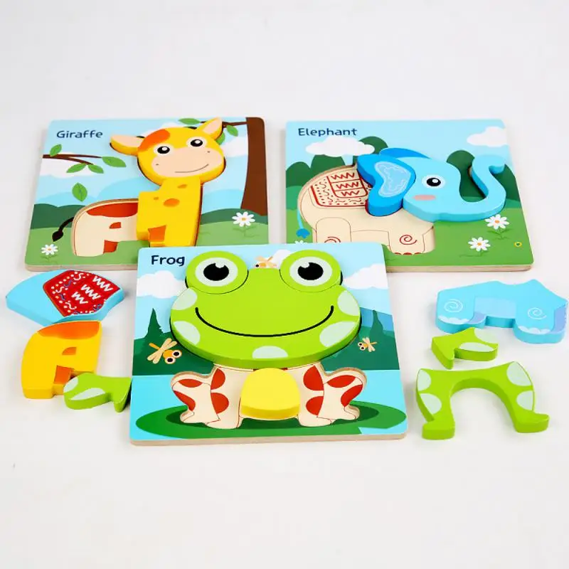 ka wysokiej jakości drewniane puzzle edukacyjne zwierzęta kreskówkowe wczesna nauka poznanie inteligencja gra logiczna dla dzieci zabawki