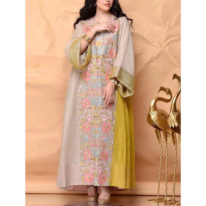 

Islamic Print Clothing Vintage Kaftan Robe Arabe Islam Ramadan Vestido Women Abaya Dubai Turkish Muslim Dress