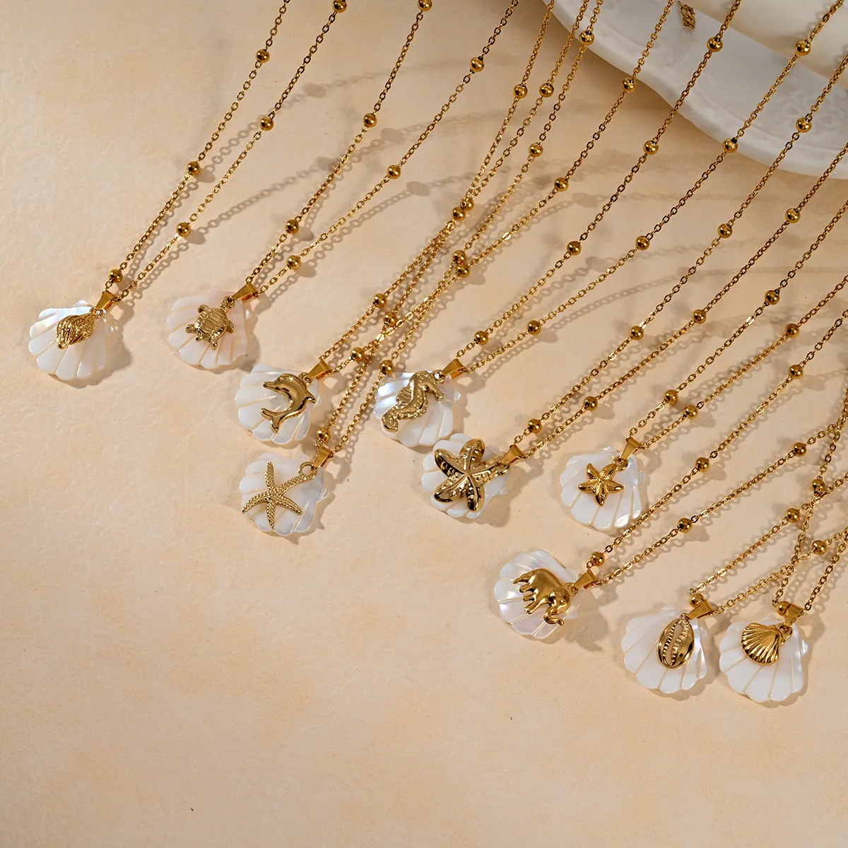 Модное золотое морское звезда дельфин черепаха раковина рыба белая ракушка