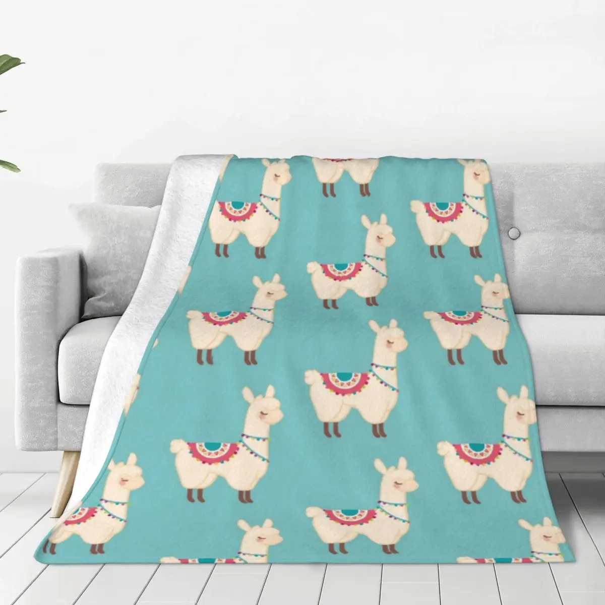 

Llama Alpaca Funny Blankets Cute Cartoon Animal Wool Funny Warm Throw Blankets for Coverlet Decoration