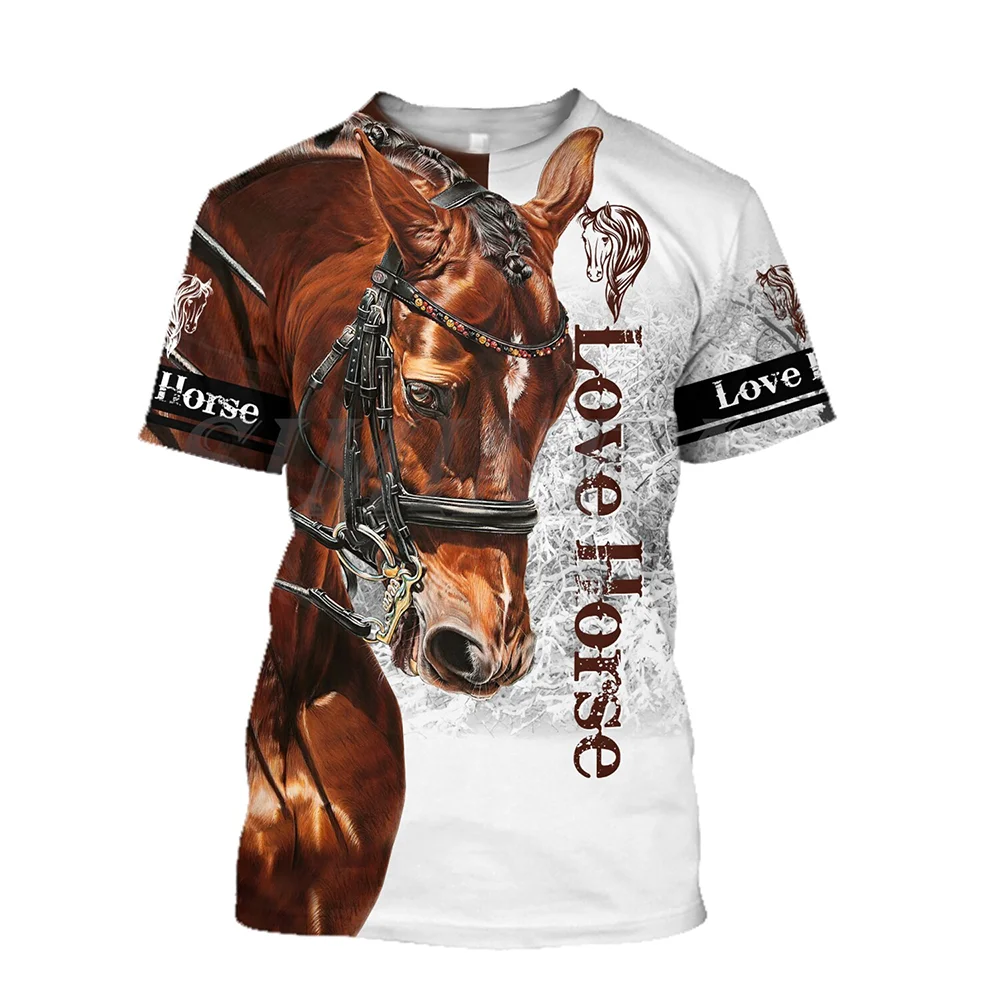 3d Print Horse Shirt Unisex Fashion Women's Loose Slim Fit Elastic Thin Breathable Personality Round Neck T-shirt Casual Short S