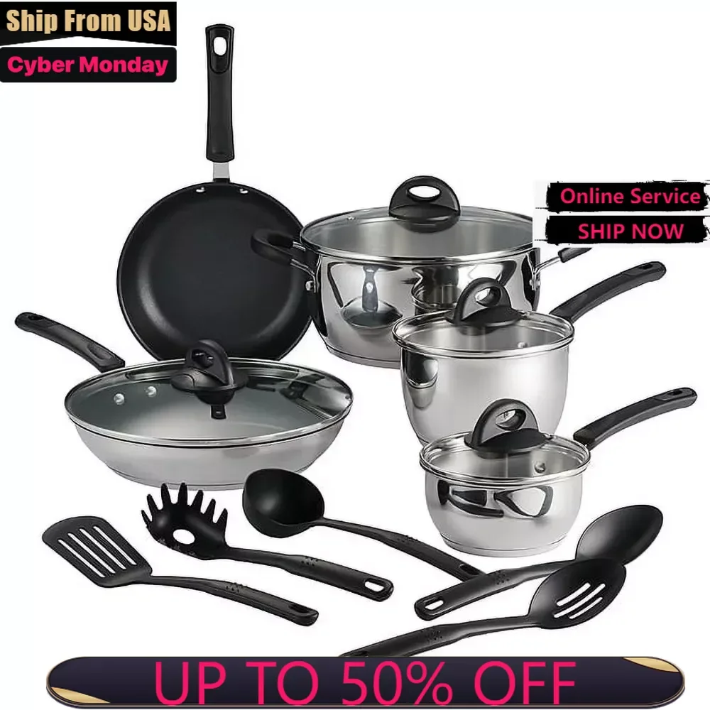 

Everyday 14 Pc Stainless Steel Tri-Ply Base Cookware Set