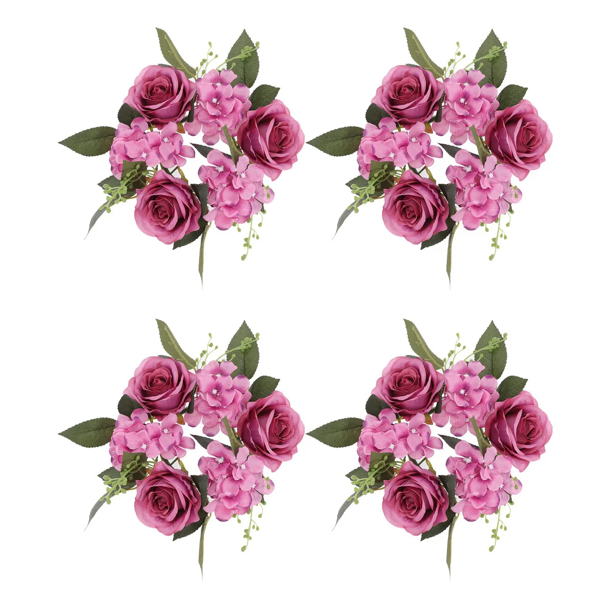 

4 Pcs Candlestick Garland Spring Rings Rose Wreaths Taper Holders Table Decorations Christmas Pillar Flowers