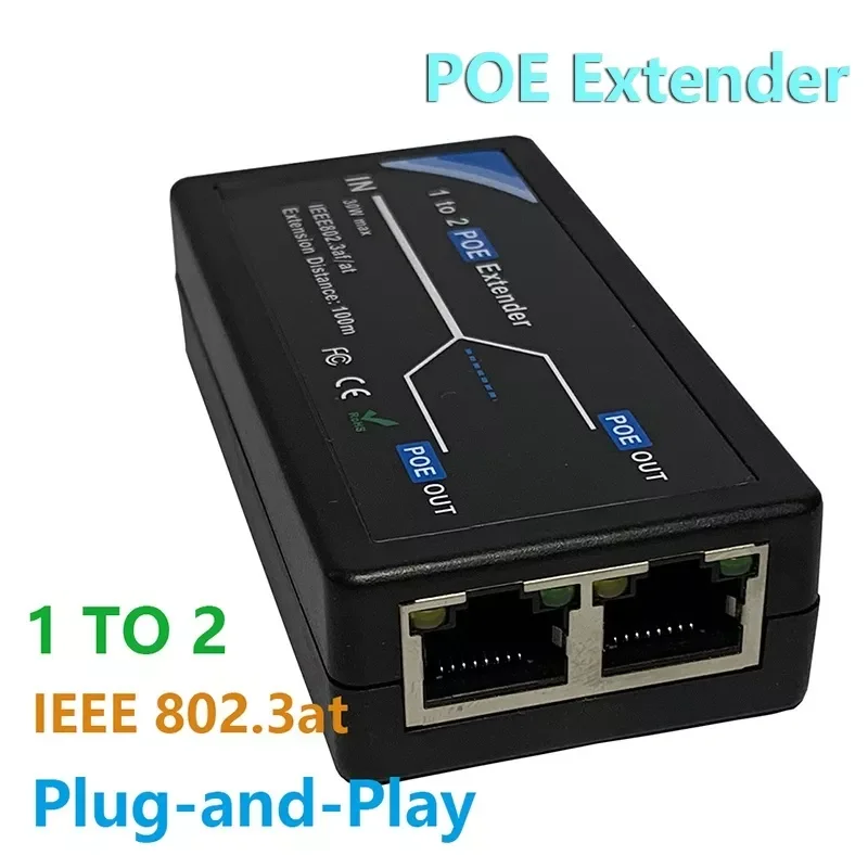 

2 Port POE Extender 100Mbps with IEEE 802.3af Standard for NVR IP Camera AP IP VOICE POE Extend 100 meters for POE range