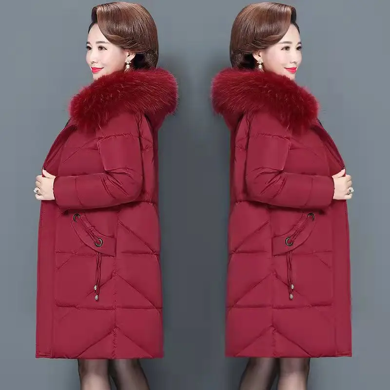 SUSOLA XL-7XL пуховая хлопковая куртка средней длины женская с большим меховым