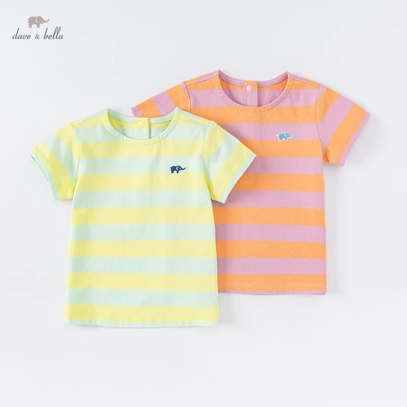 

Dave Bella Summer Clothing Baby Boys Girls Short Sleeve T-shirts 100% Cotton Striped T Shirt For Boys Girls 2-8 Years DB2220986