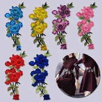new embroidery applique rose flower sew on patch fabric exquisite crafts stickers diy dress jeans bag hat fashion clothing decor