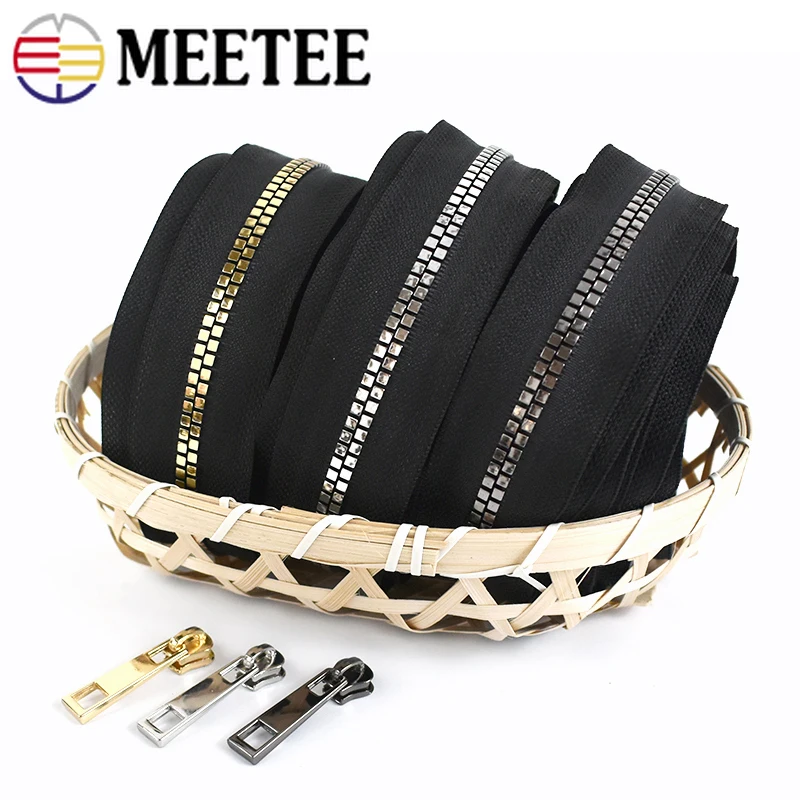 5Meters 5# Resin Zipper Tape with Puller Sliders Bag Jacket Clothes Decorative Zips Repair Kits DIY Sewing Closures Accessories