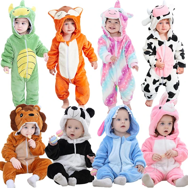 

Baby Cartoon Rompers Winter Kigurumi Unicorn Panda Costumes For Girls Boys Toddler Animal Jumpsuit Infant Pyjamas Kids Onesies