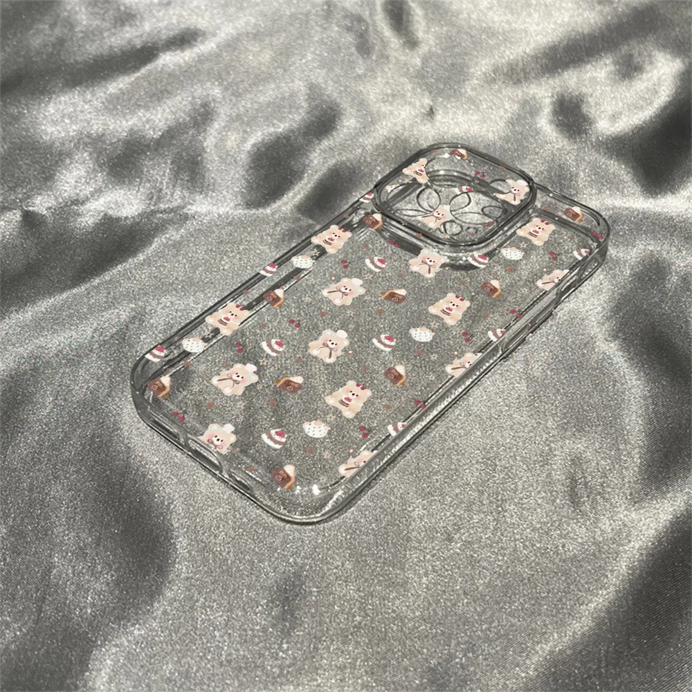 Фото Прозрачный мягкий чехол с теплым медведем для iPhone 17 16 15 14 13 12 11 Pro Xs Max Air Mini 7 8 6 6s Plus SE 2020 2022 Задняя крышка №5