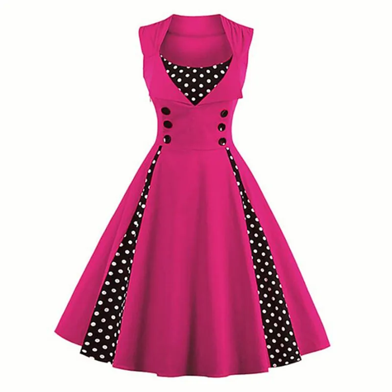 Женское винтажное платье с пышной юбкой junxi WAN черно-белое Повседневное круглым