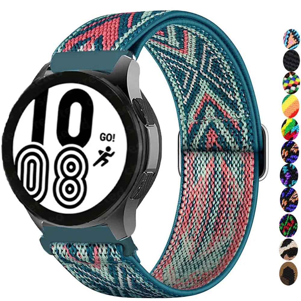 Ремешок нейлоновый для Samsung Galaxy watch 4/classic 3/Active 2/46 мм/42 мм регулируемый эластичный