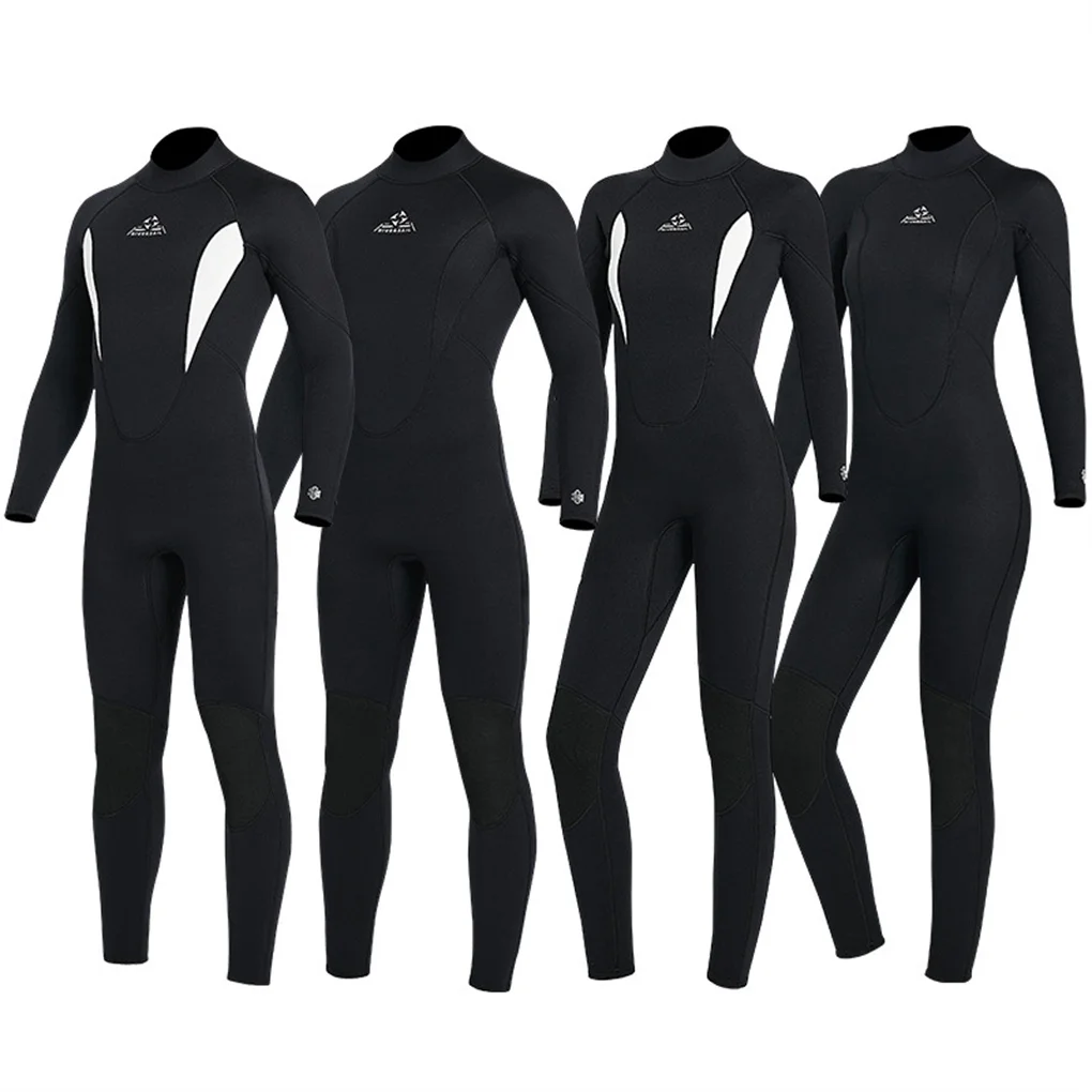 Diving Suit Warm Neoprene Nylon Material Swimsuits Scratch Resistant Wetsuit Shirt Classic Crew Neck  Women Black M