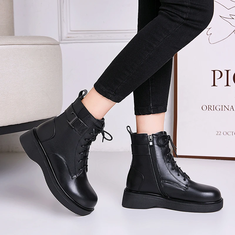 AIYUQI Women Winter Boots Warm Wool 2023 New Genuine Leather Women Ankle Boots Large Size 41 42 Women's Snow Boots
