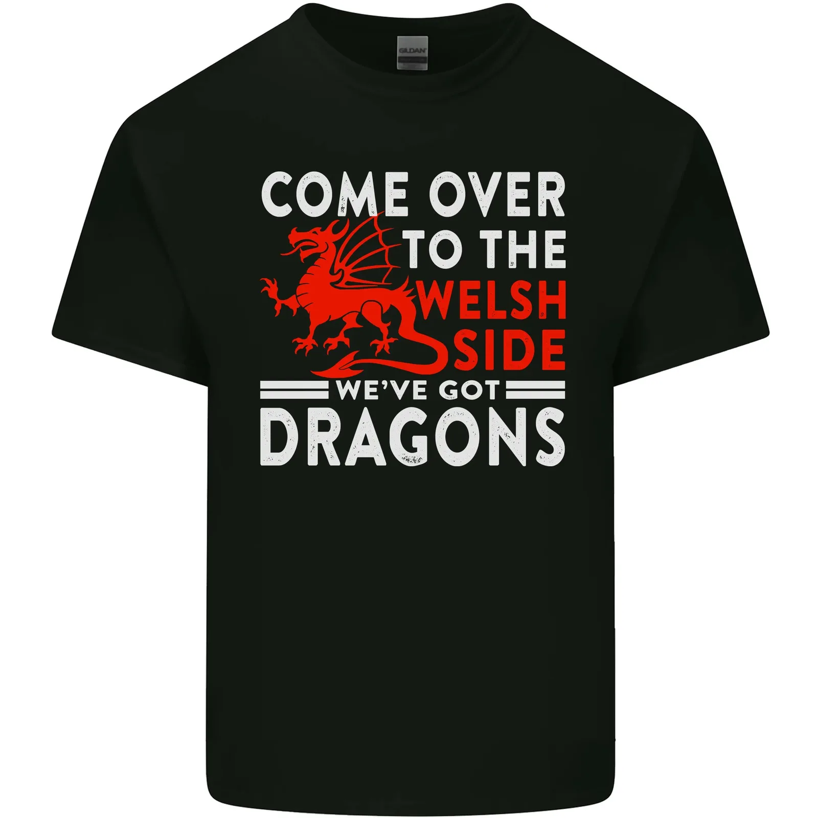Мужская хлопковая футболка Come To The Welsh Side Dragons Wales Rugby