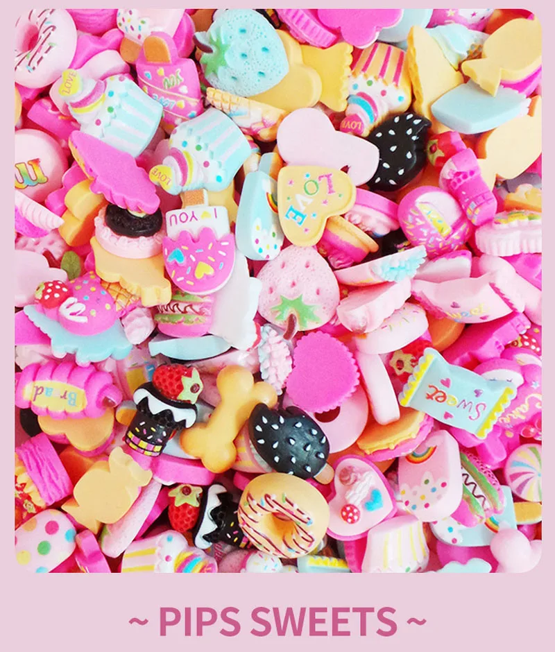 50 шт. милые полимерные конфеты искусственные ногти 3D смешанный дизайн розовое