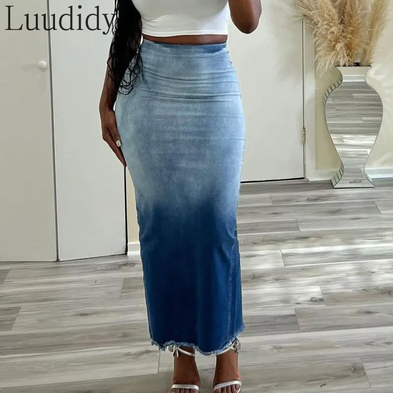 

Джинсовая юбка женская летняя юбка с высокой талией Элегантная Повседневная модная женская одежда