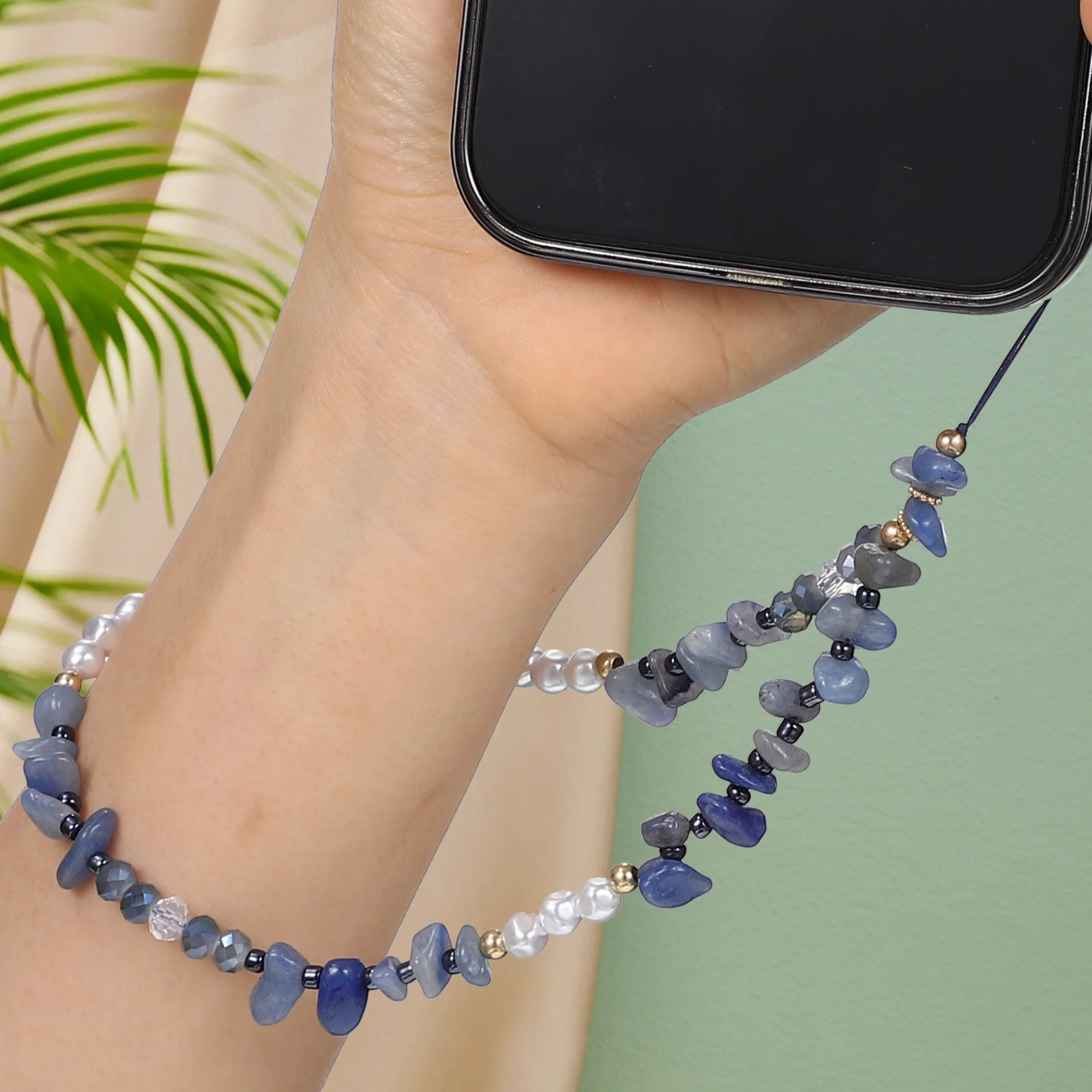 

3 Pcs Phone Charm Straps Stones Artificial Pearls Lanyards Wrist Straps Anti-Lost Phone Strings Bracelets Accessories