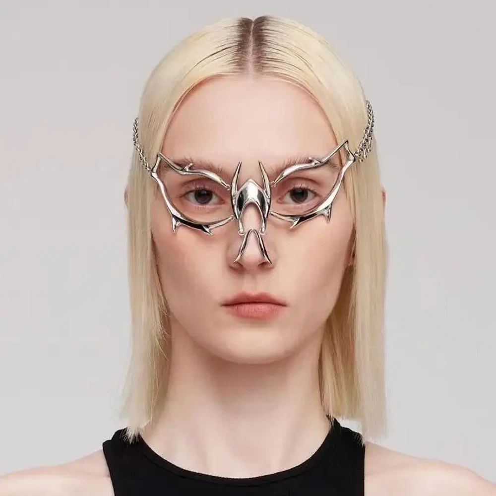 Панк-маска Чужой жидкий декор для лица Украшение носа Механическое лезвие крови