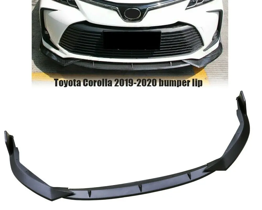 ABS Gloss Black or Carbon Look Front Bumper Lip Splitter Spoiler For  2019 2020 2021 Toyota Corolla