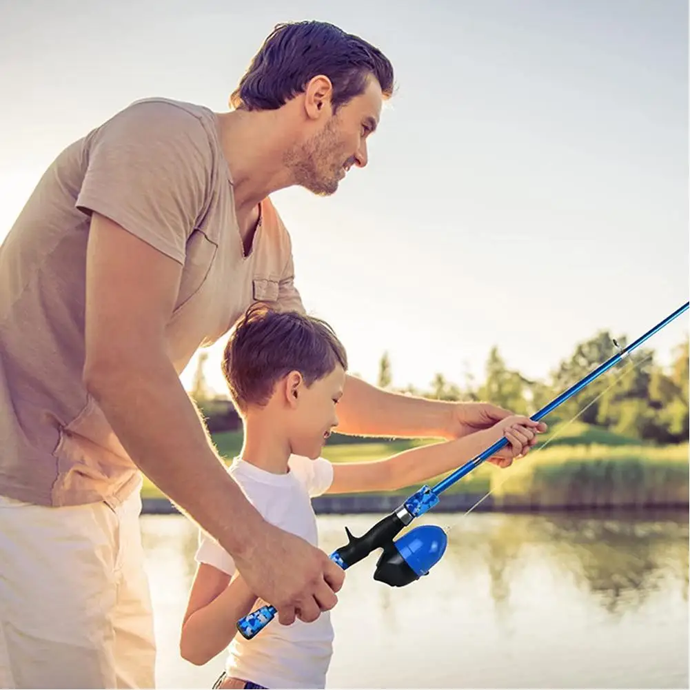 Kids Fishing Pole Set Portable Telescopic Fishing Rod Reel Combos With Carry Bag Full Kits For Beginner Youth Girls Boys