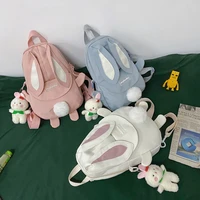 cute rabbit girl school backpack large capacity nylon kawaii crossbody backpacks female waterproof pink cartoon schoolbags