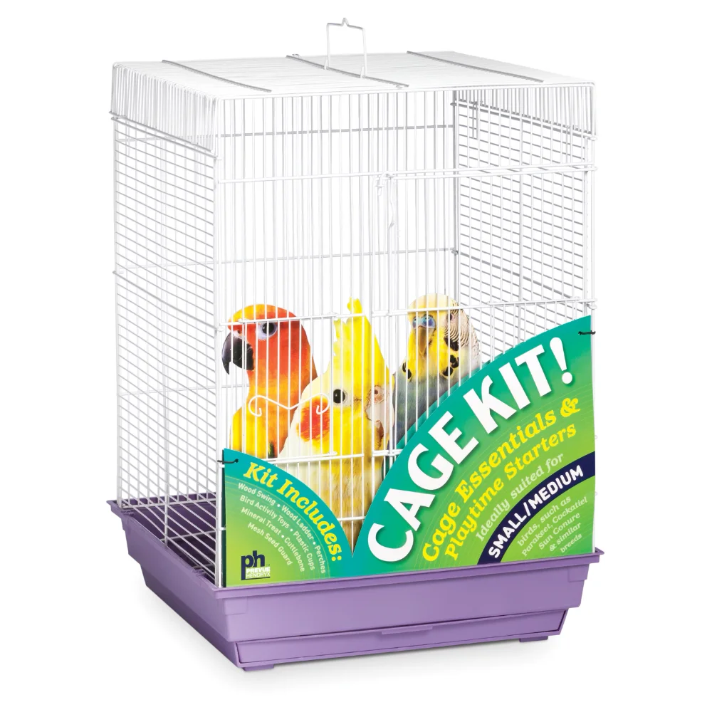 

Square Roof White & Purple Bird Cage Starter Kit 91210，Durable and Strong，16.00 X 16.00 X 22.00 Inches