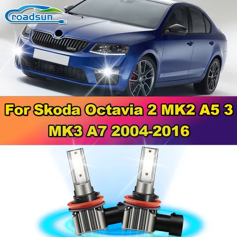 12000LM Canbus H8 H11 Светодиодные противотуманные фары 6000K Белые автомобильные противотуманные фары 12 В для Skoda Octavia 2 MK2 A5 3 MK3 A7 2004-2013 2014 2015 2016