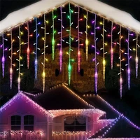 new christmas lighting led icicle fairy curtain light 4 20m waterfall house new year halloween garden terrace decoration