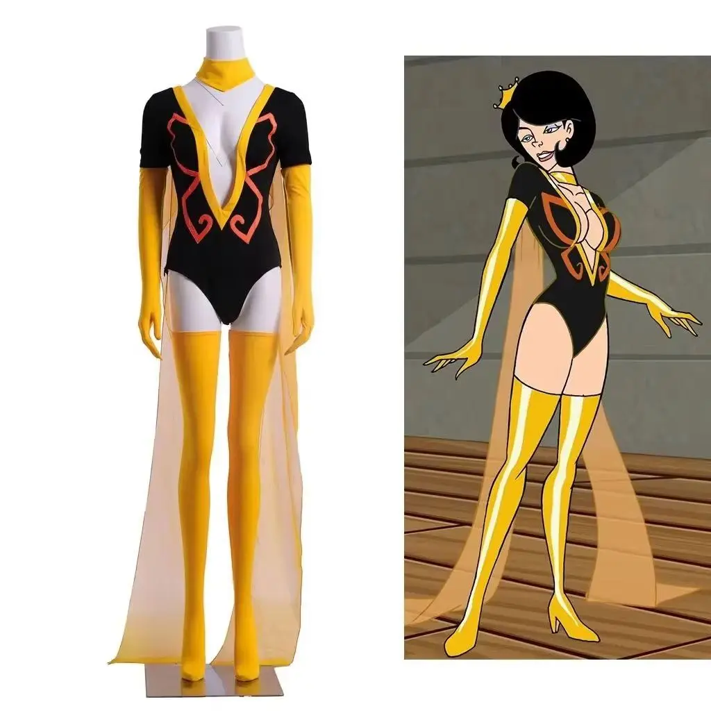 Фото Костюм для косплея The Venture Bros Dr Mrs The Monarch, сексуальный женский комбинезон с глубоким V-образным вырезом, полный комплект, для вечеринки на Хэллоуин, боевой комбинезон Шейлы №2