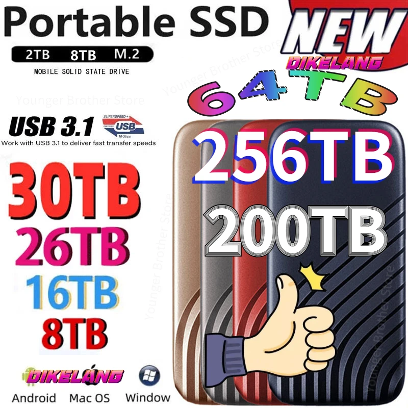 

New 100% Original Ssd 2TB SSD 2.5 Inch 256TB Hard Drive Hard Disk Portable Electronics for NOTEBOOK Mobile Phones Disco Duro