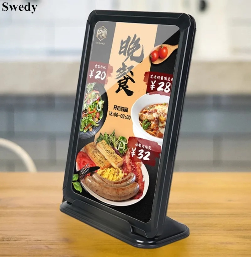 

A6 100x150mm T / L Use Double Table Top Plastic Sign Holder Display Stand Menu Paper Card Holder Ad Photo Picture Poster Frame