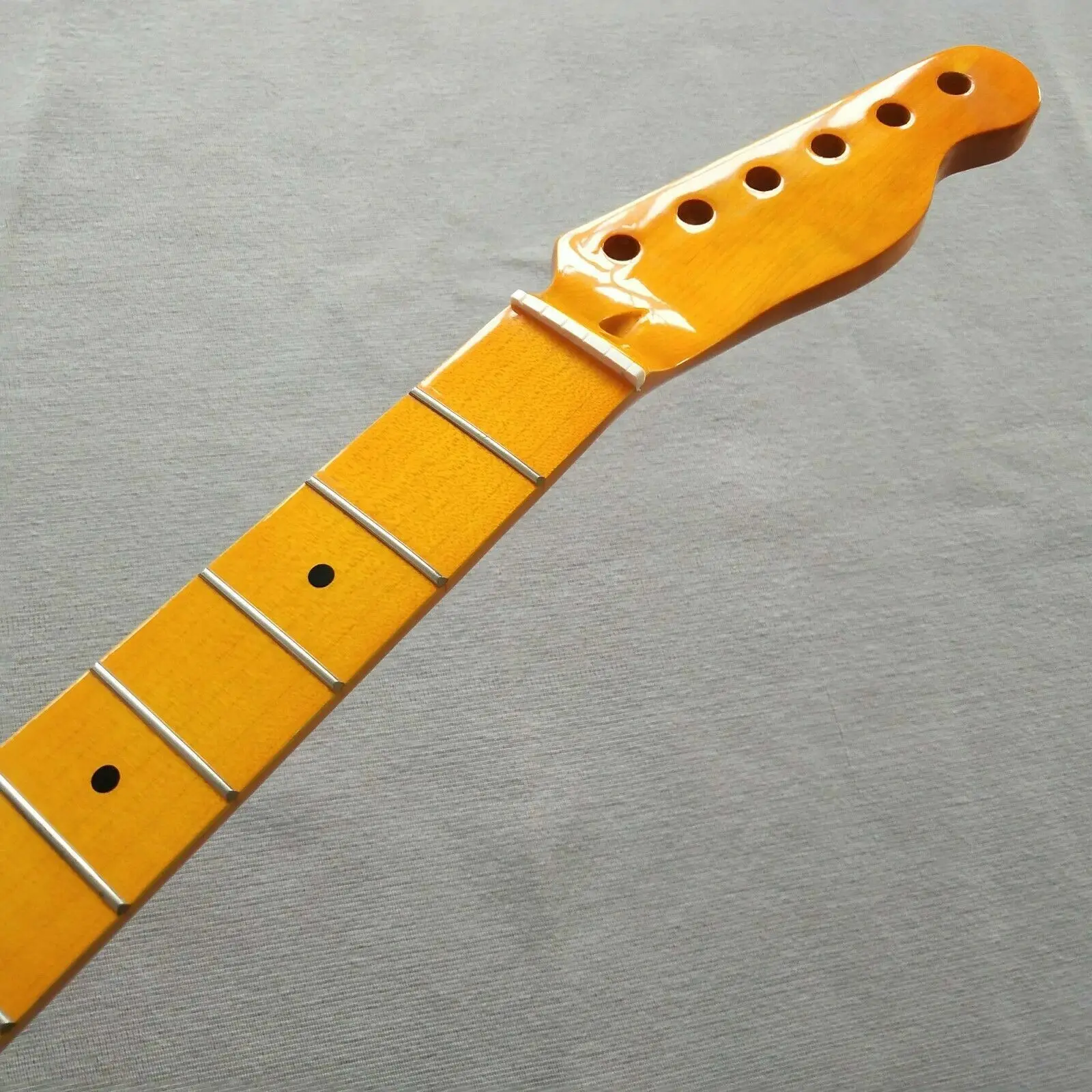 Replace Yellow Electric Guitar neck Maple 22 fret 25.5in Maple Fingerboard parts enlarge