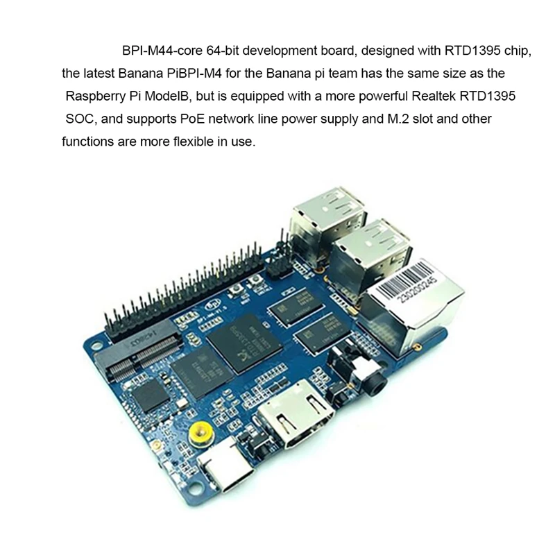 For Banana Pi BPI-M4 1GB/2GB DDR4 RAM Realtek RTD1395 A53 Quad Core 64Bit Development Board Support 8G EMMC Flash images - 6