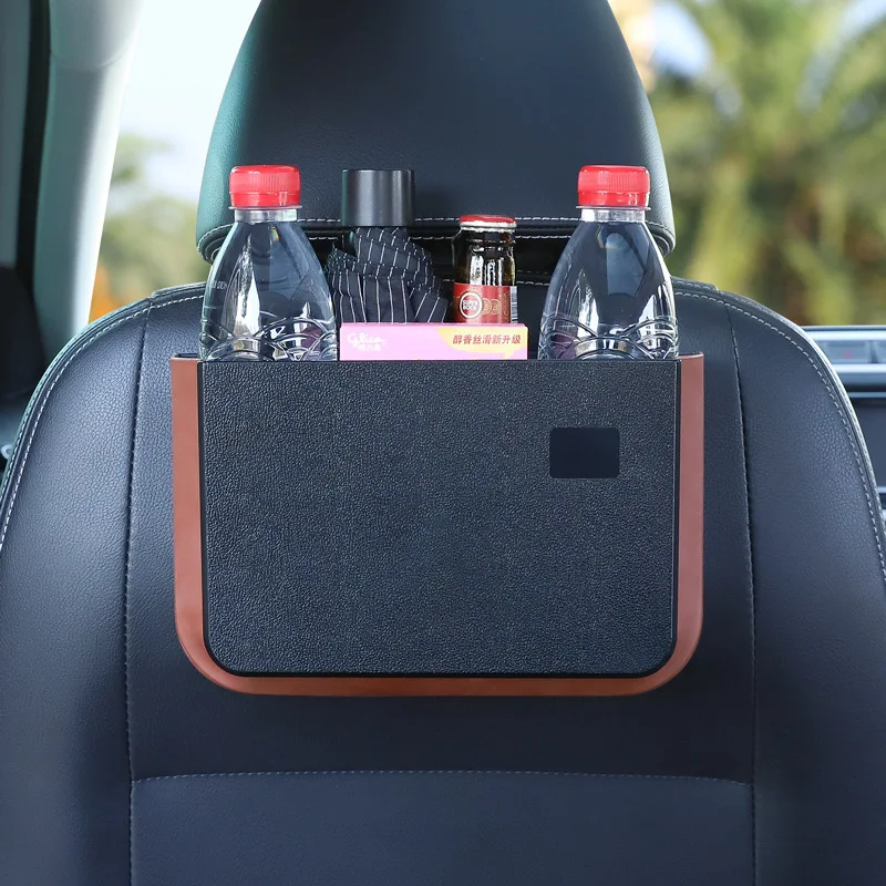 

Car Trash Can Organizer Net For Storage Bag Auto Pocket Tablet Phone Glasses Protection Tray Back Table Rear Seat Cup Holder
