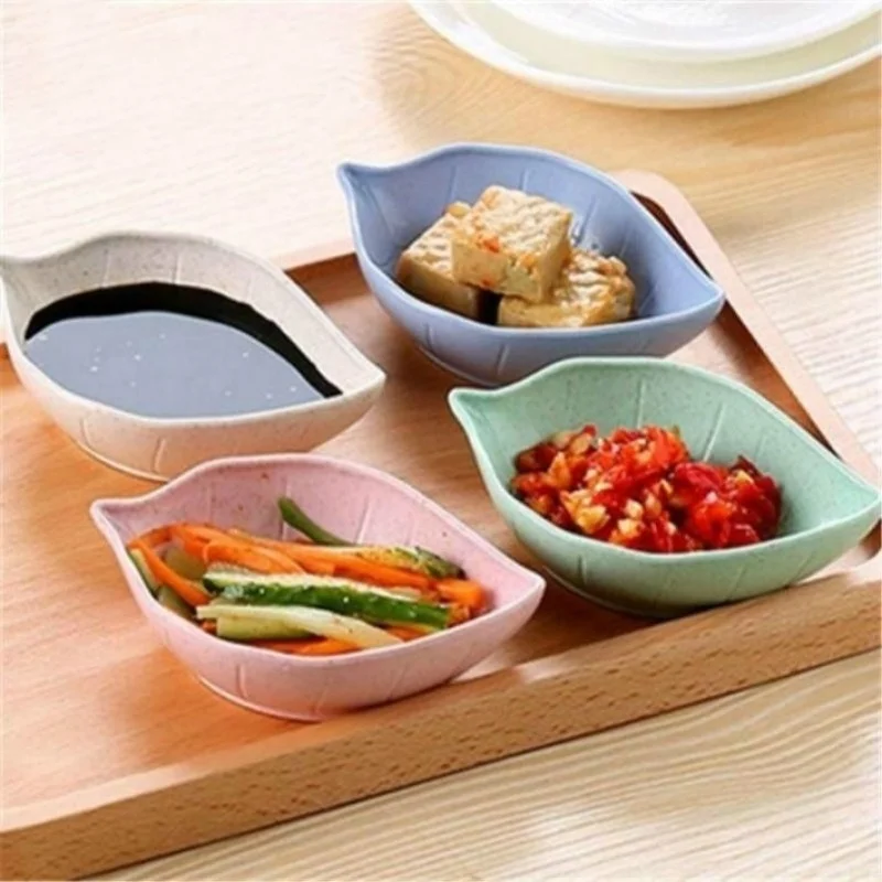 

1 Pcs Wheatgrass Leaf-shaped Plate Food Snack Plate Environmentally Friendly Healthy Food Snack Plate