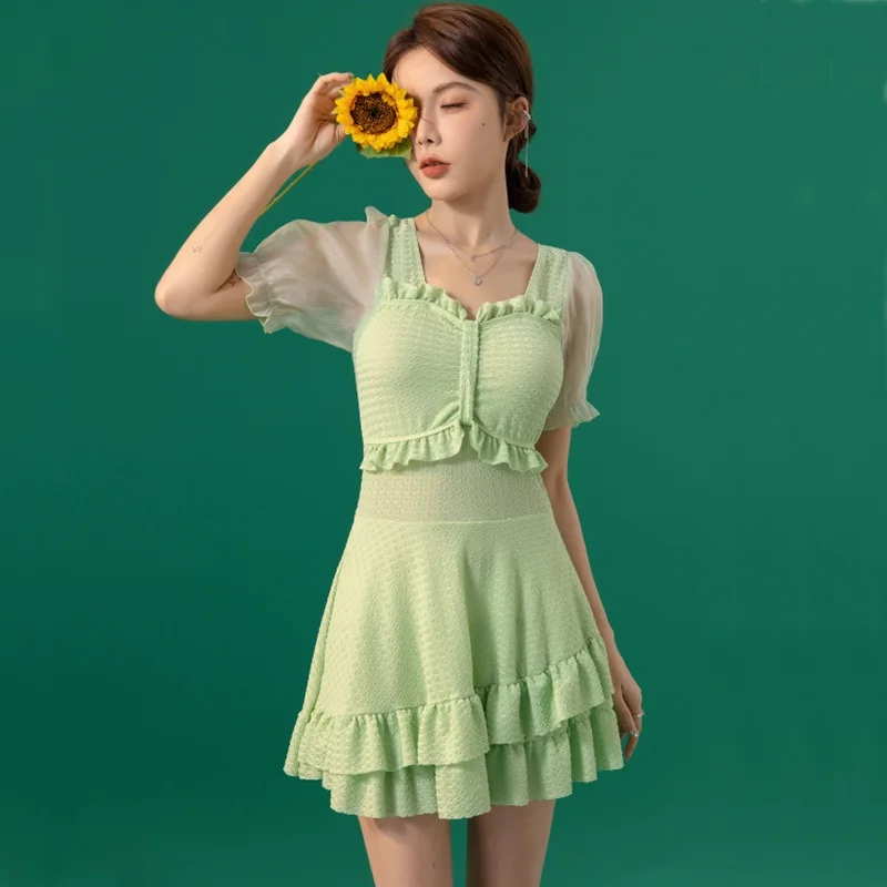 Сексуальный кружевной сетчатый купальник с рукавами женский цельный облегающий