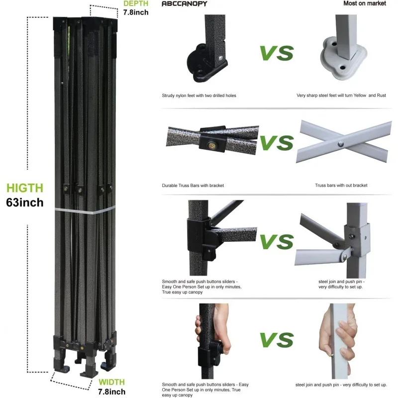 Сверхпрочная Easyup навесная палатка с боковыми стенками 10x20 Kelly Green