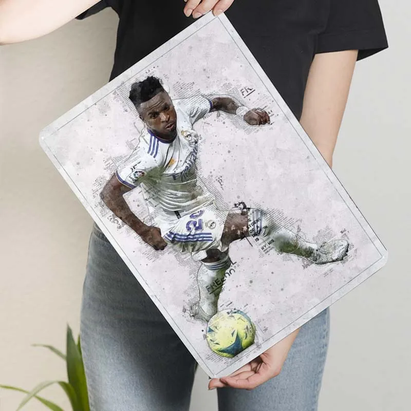 Винтажный металлический плакат Vinicius Junior акварельный спортивный настенный ретро