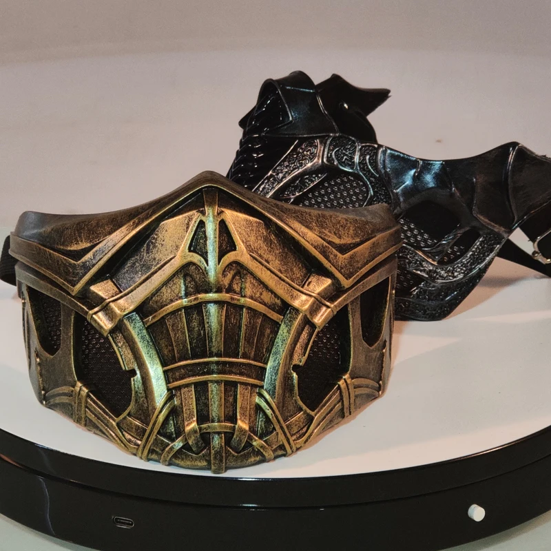 Фото Полумаска Mortal Kombat Scorpion Sub-Zero, прочная регулируемая маска для косплея на Хэллоуин, удобство и реквизит для фигурок №3