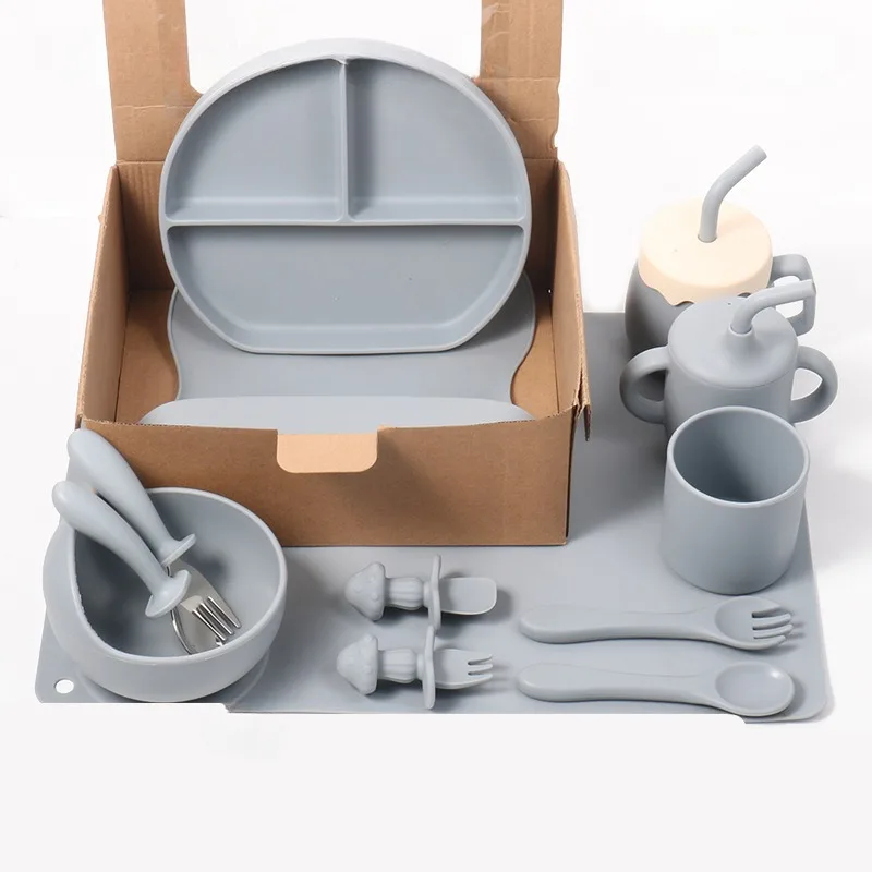 Детская силиконовая посуда набор из 6 предметов детская миска тарелка на