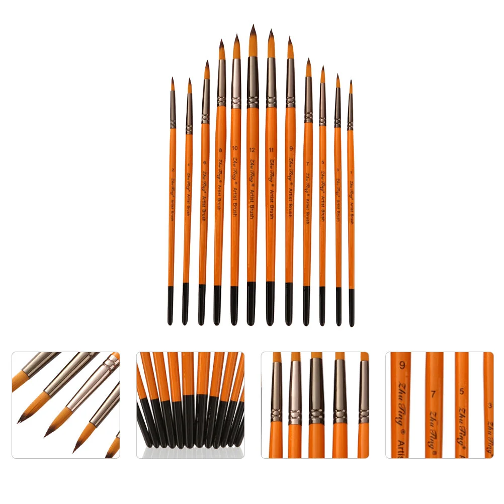 

12 Pcs Facial Set Paintbrushes Hair Brush Sets Oil Painting Brushes Finger Nail Kit Watercolour Brushes Round Watercolor Pen Set