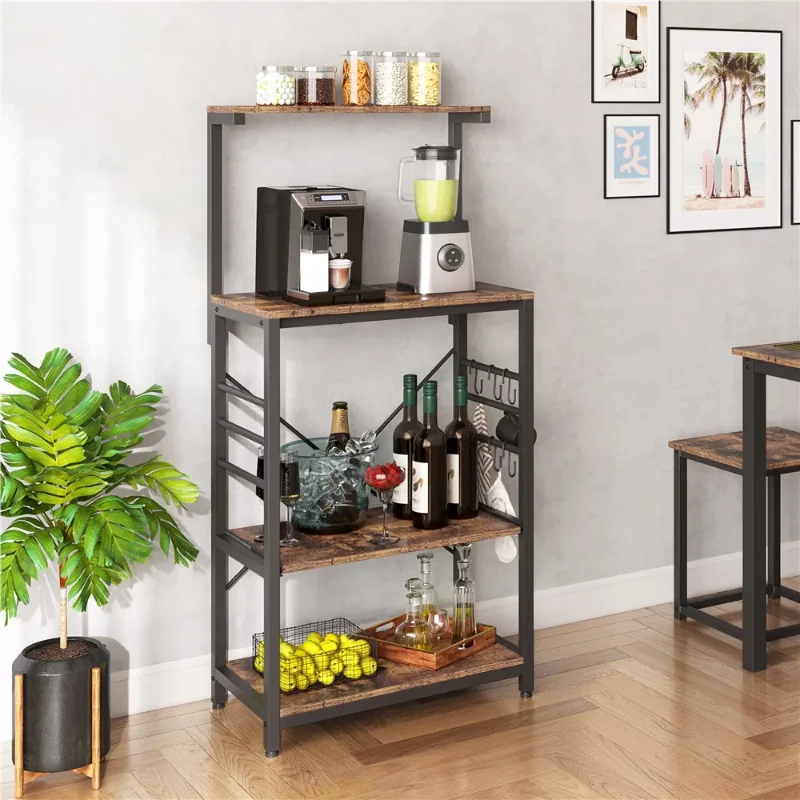 

Easyfashion Kitchen Baker's Rack with Side , Rustic Brown shelves