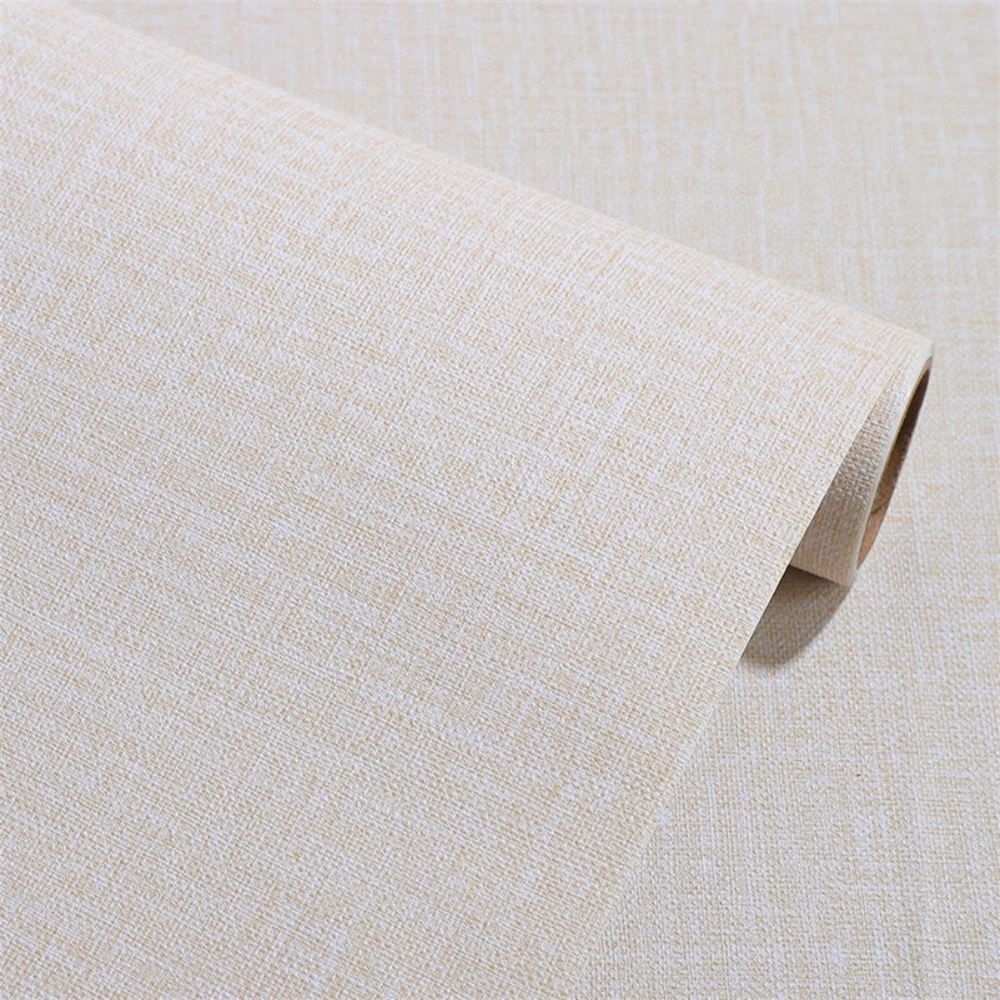 Linen Refurbished Sticker Cloth Beige Wallpaper Self Adhesive PVC Plain Living Room TV Background Vinyl Contact Paper Home Decor