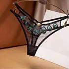 Сетчатые женские Эротические трусики, сексуальные кружевные трусики с цветами, стринги с заниженной талией, прозрачные трусики с Т-образной спинкой, женские очаровательные стринги, нижнее белье