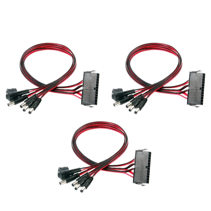 

3PCS Motherboard ATX/EPS 24Pin To 12V DC 5.5X2.1Mm Adapter Cable 50Cm Power Supply Jumper Start With On/Off Switch